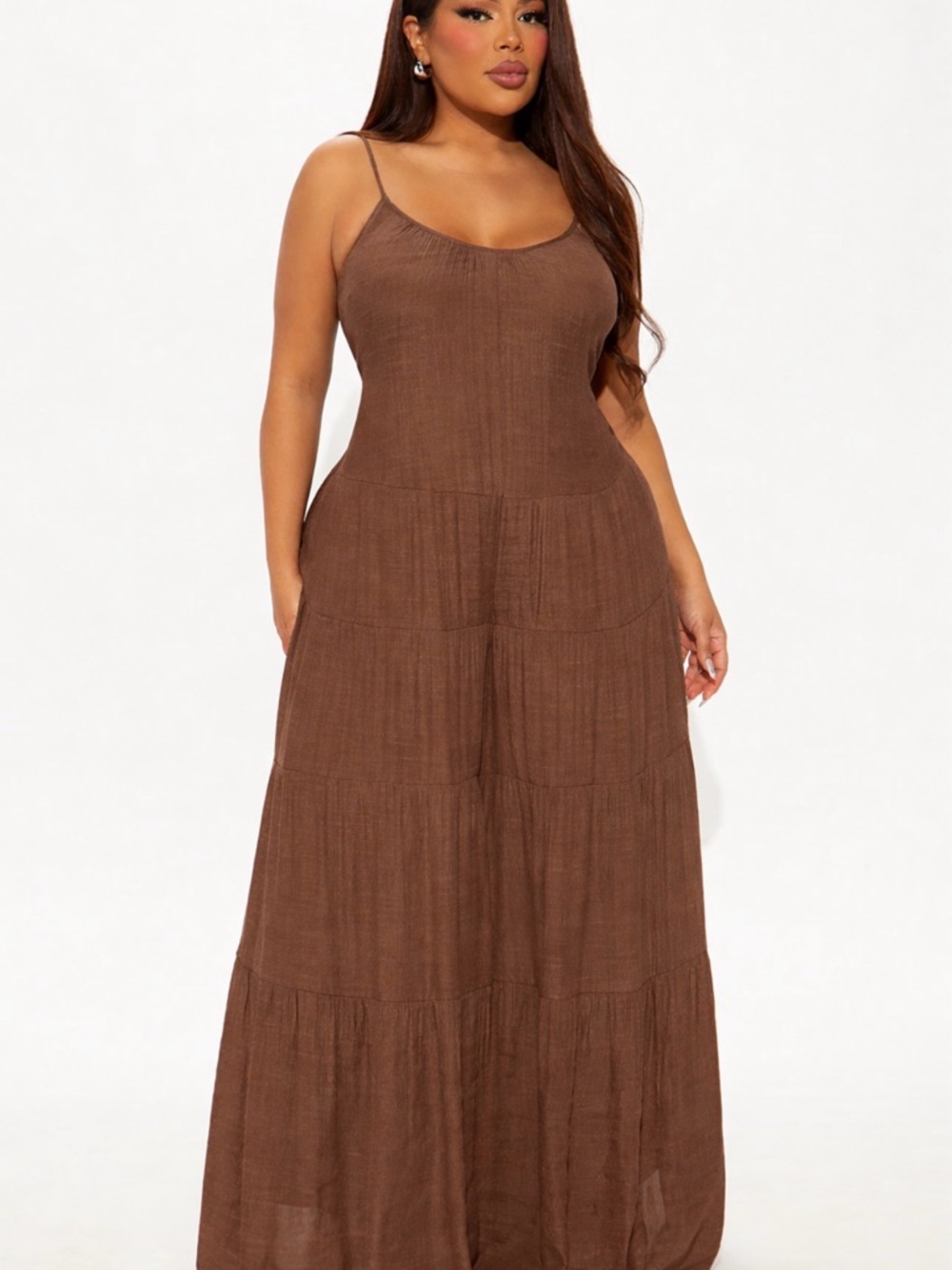 Brown Wide-Leg Jumpsuit with Spaghetti Straps